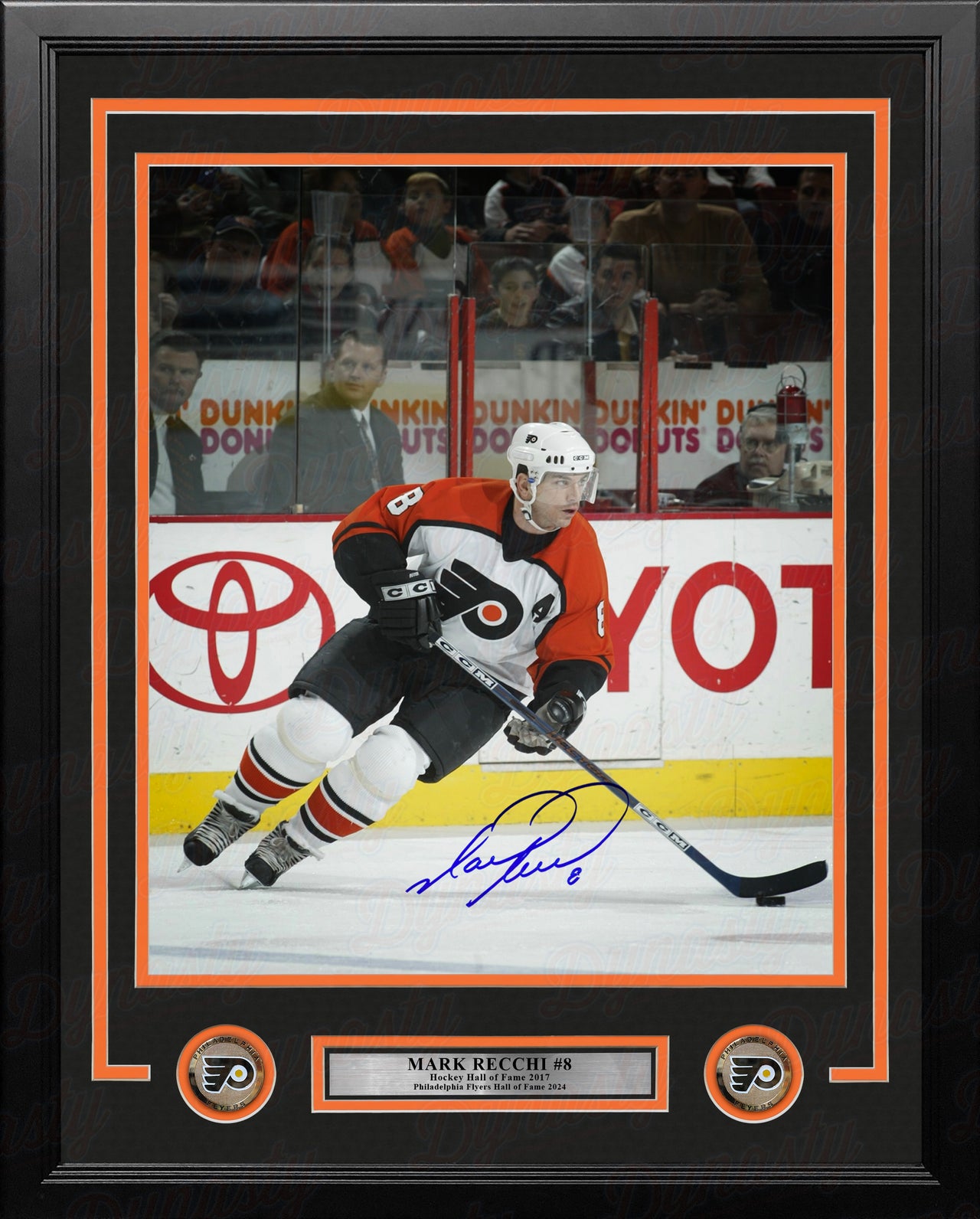 Mark Recchi in Action Philadelphia Flyers Autographed 16" x 20" Framed Hockey Photo