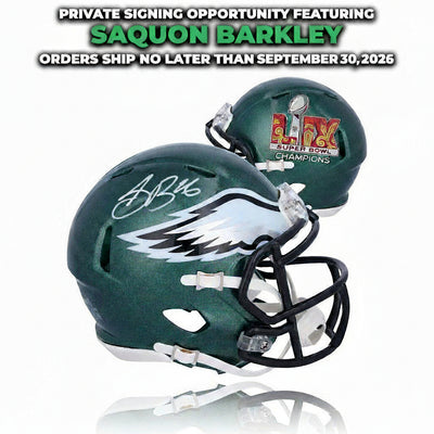 Saquon Barkley Philadelphia Eagles Autographed Super Bowl LIX Champions Full Size Helmet | Pre-Sale Opportunity - Dynasty Sports & Framing