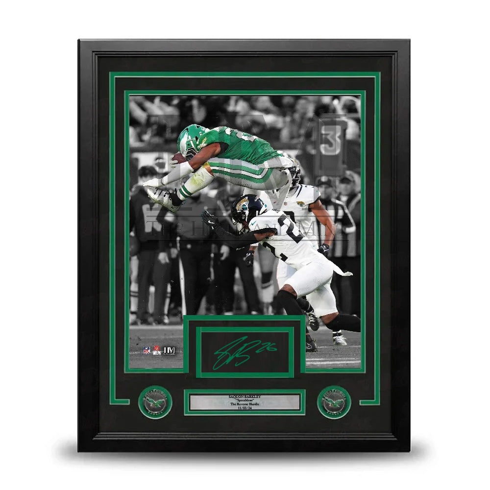 Saquon Barkley Reverse Hurdle Philadelphia Eagles Autographed