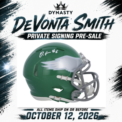DeVonta Smith Autographed Philadelphia Eagles Throwback Mini-Helmet | Pre-Sale Opportunity