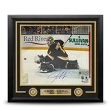 Jeremy Swayman Glove Save Boston Bruins Autographed 11" x 14" Framed Hockey Photo - Dynasty Sports & Framing