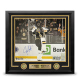 Jeremy Swayman Celebration Boston Bruins Autographed 11" x 14" Framed Hockey Photo - Dynasty Sports & Framing