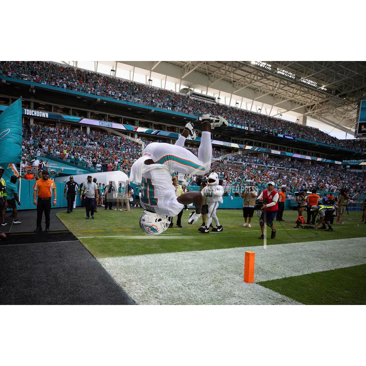 Tyreek Hill Miami Dolphins Backflip Action Photo