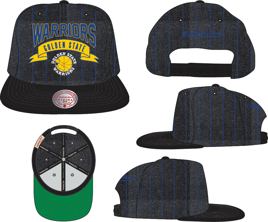 Golden State Warriors Mitchell & Ness Dem Stripes Snapback Hat