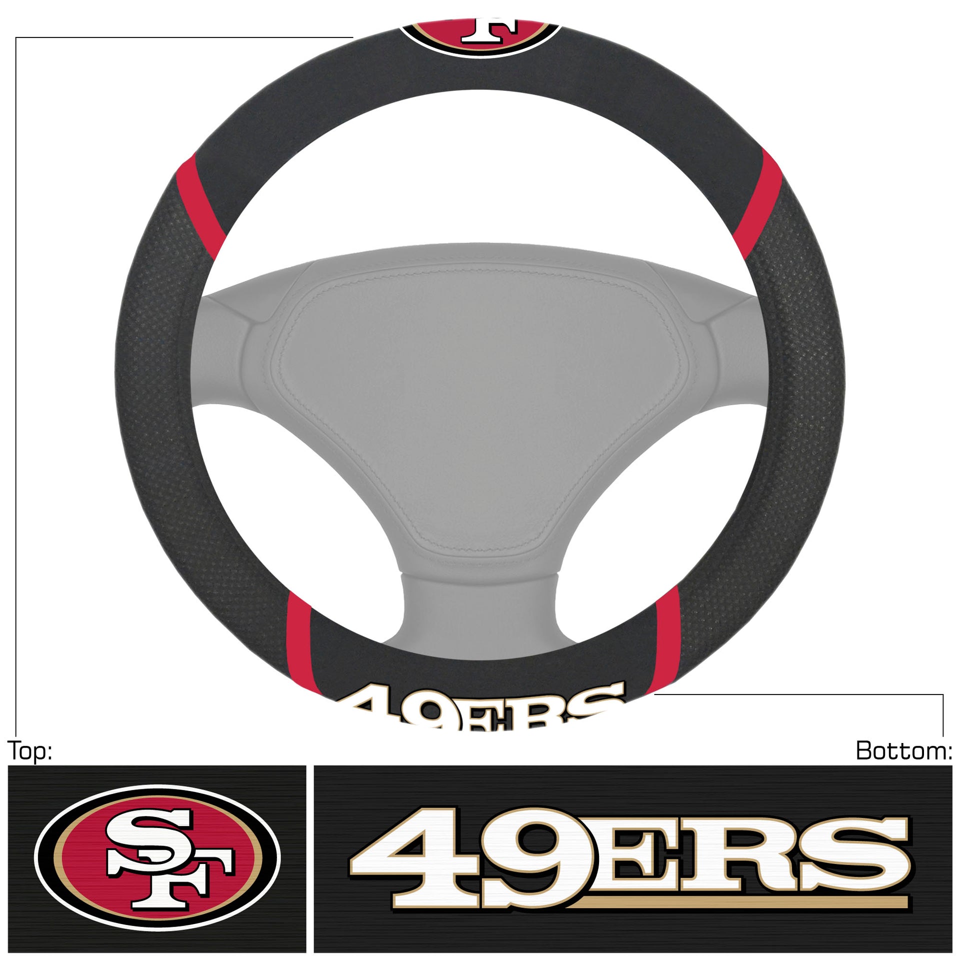 San Francisco 49ers Deluxe Steering Wheel Cover - Dynasty Sports & Framing