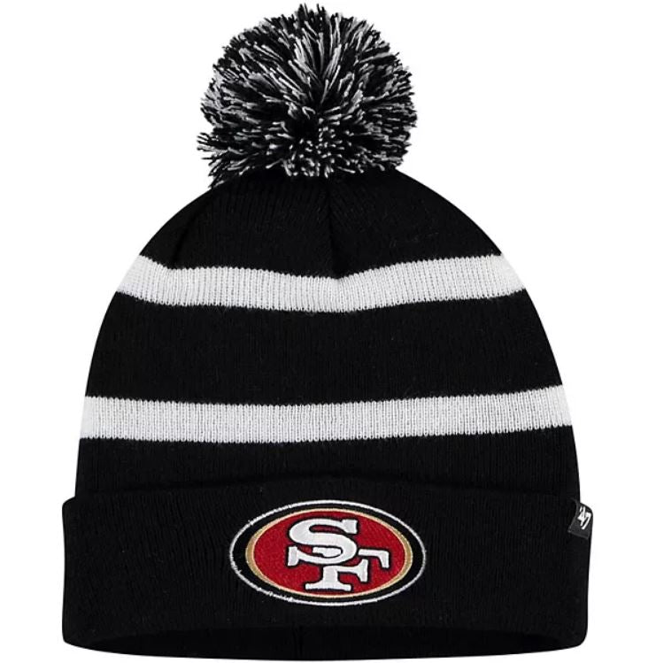 San Francisco 49ers Stripe Breakaway Black Cuffed Knit Hat with Pom
