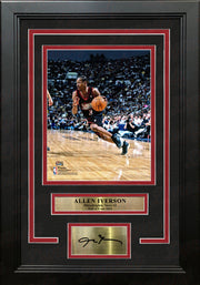 Allen Iverson in Action Philadelphia 76ers 8" x 10" Framed Basketball Photo with Engraved Autograph - Dynasty Sports & Framing