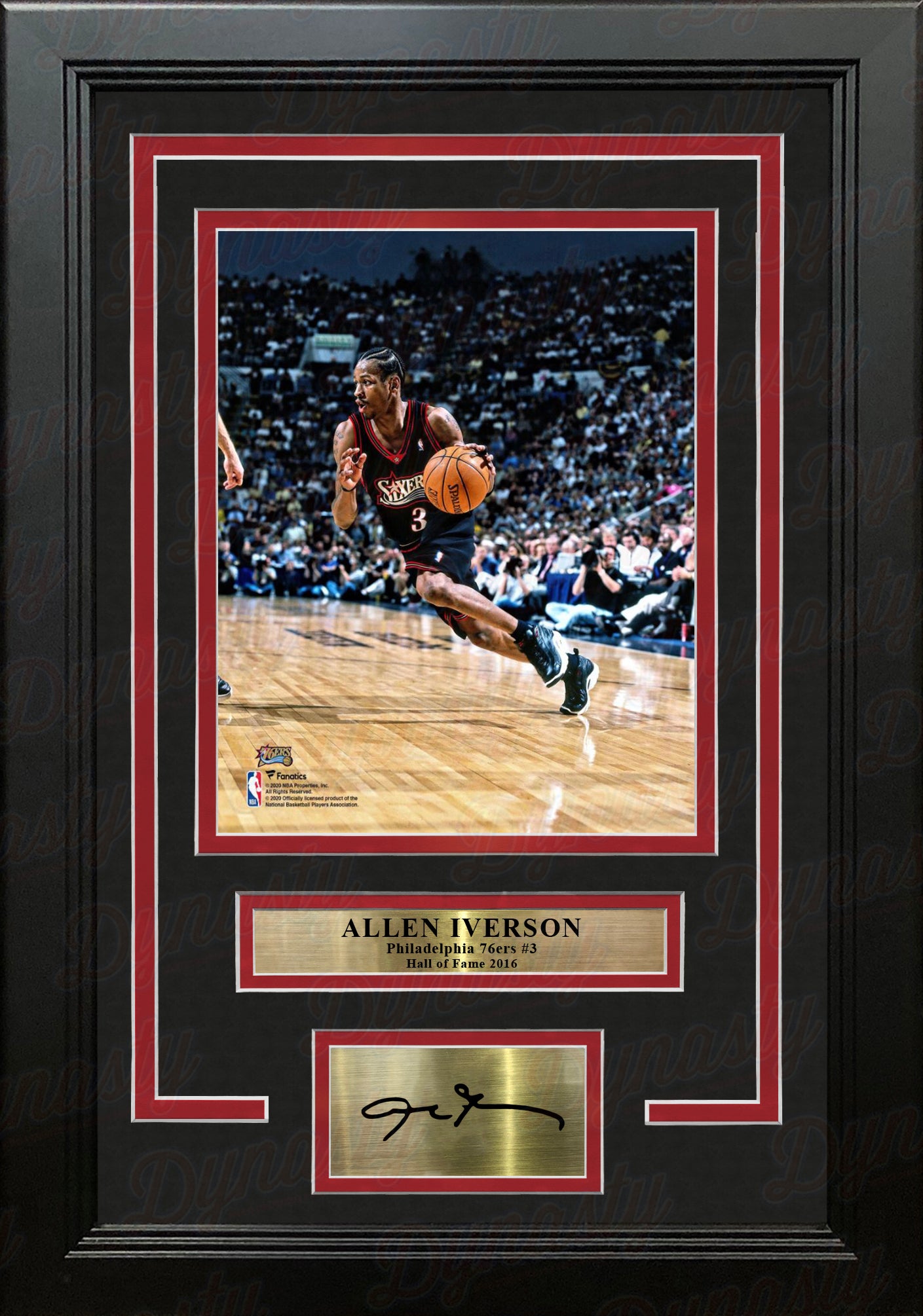 Allen Iverson in Action Philadelphia 76ers 8" x 10" Framed Basketball Photo with Engraved Autograph - Dynasty Sports & Framing