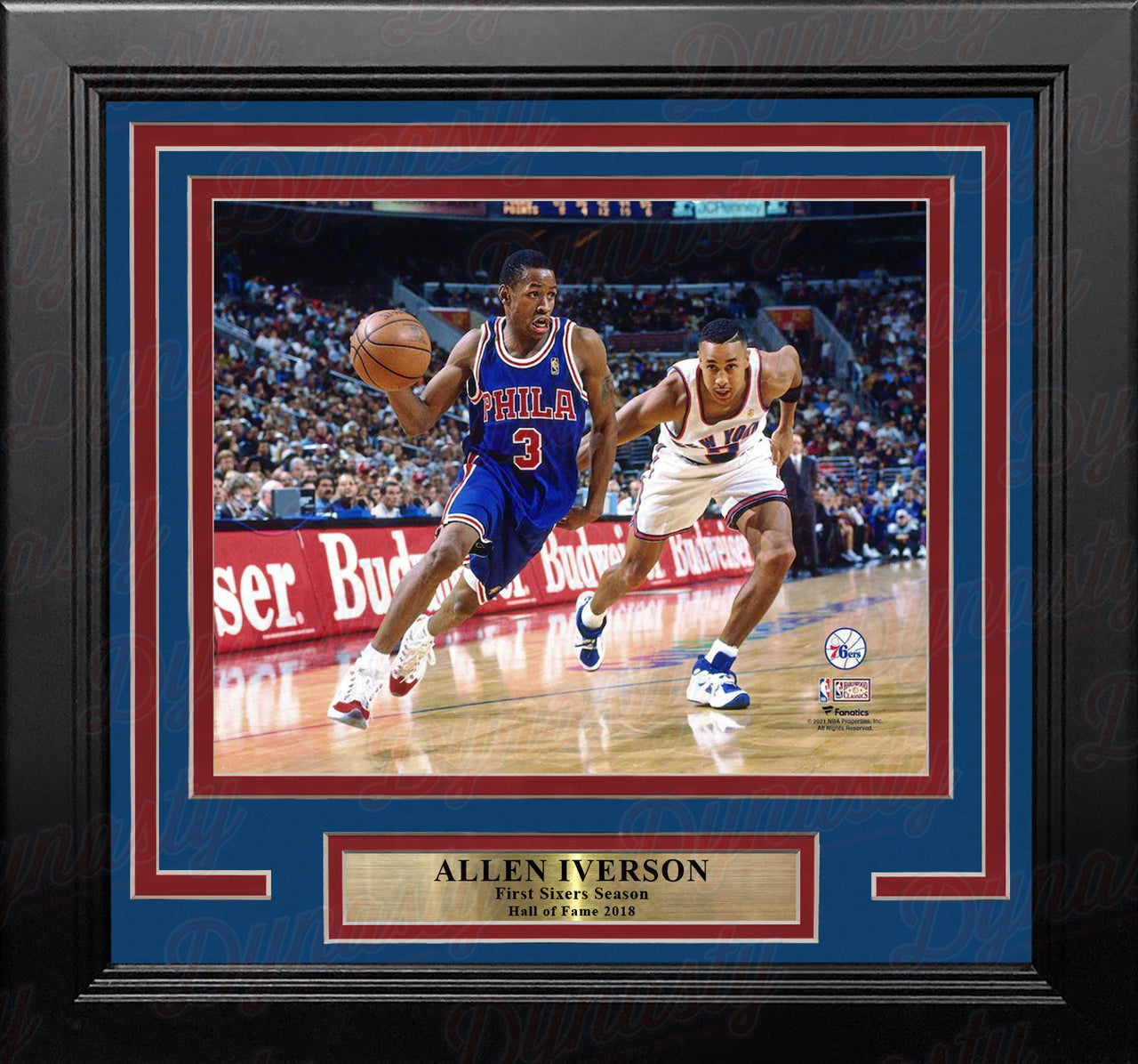 Allen Iverson Rookie Year Action Philadelphia 76ers 8" x 10" Framed Basketball Photo - Dynasty Sports & Framing 