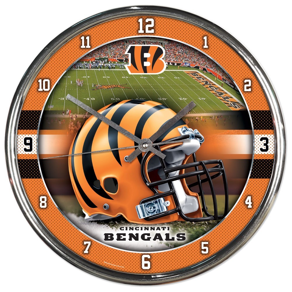 Cincinnati Bengals Round Chrome Clock - Dynasty Sports & Framing
