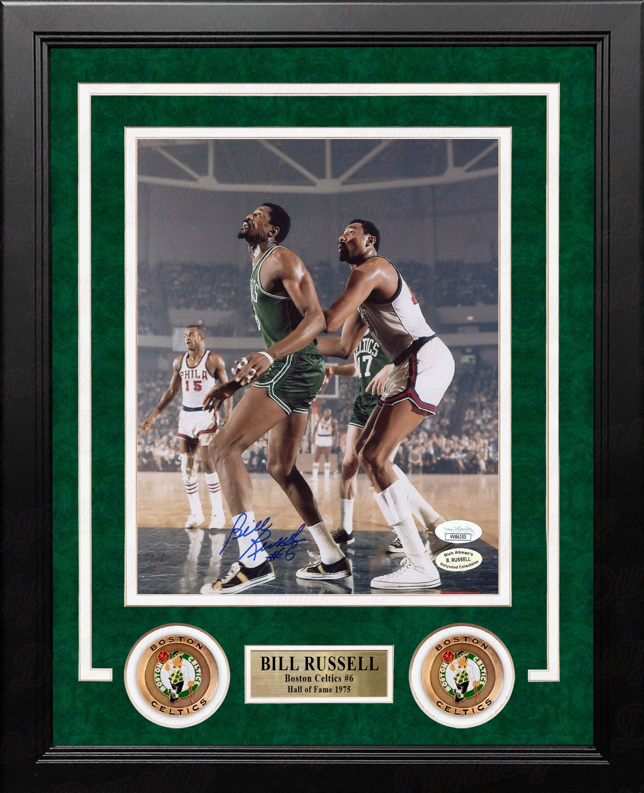 Bill Russell v. Chamberlain Boston Celtics Autographed 8" x 10" Framed Basketball Photo - Dynasty Sports & Framing 