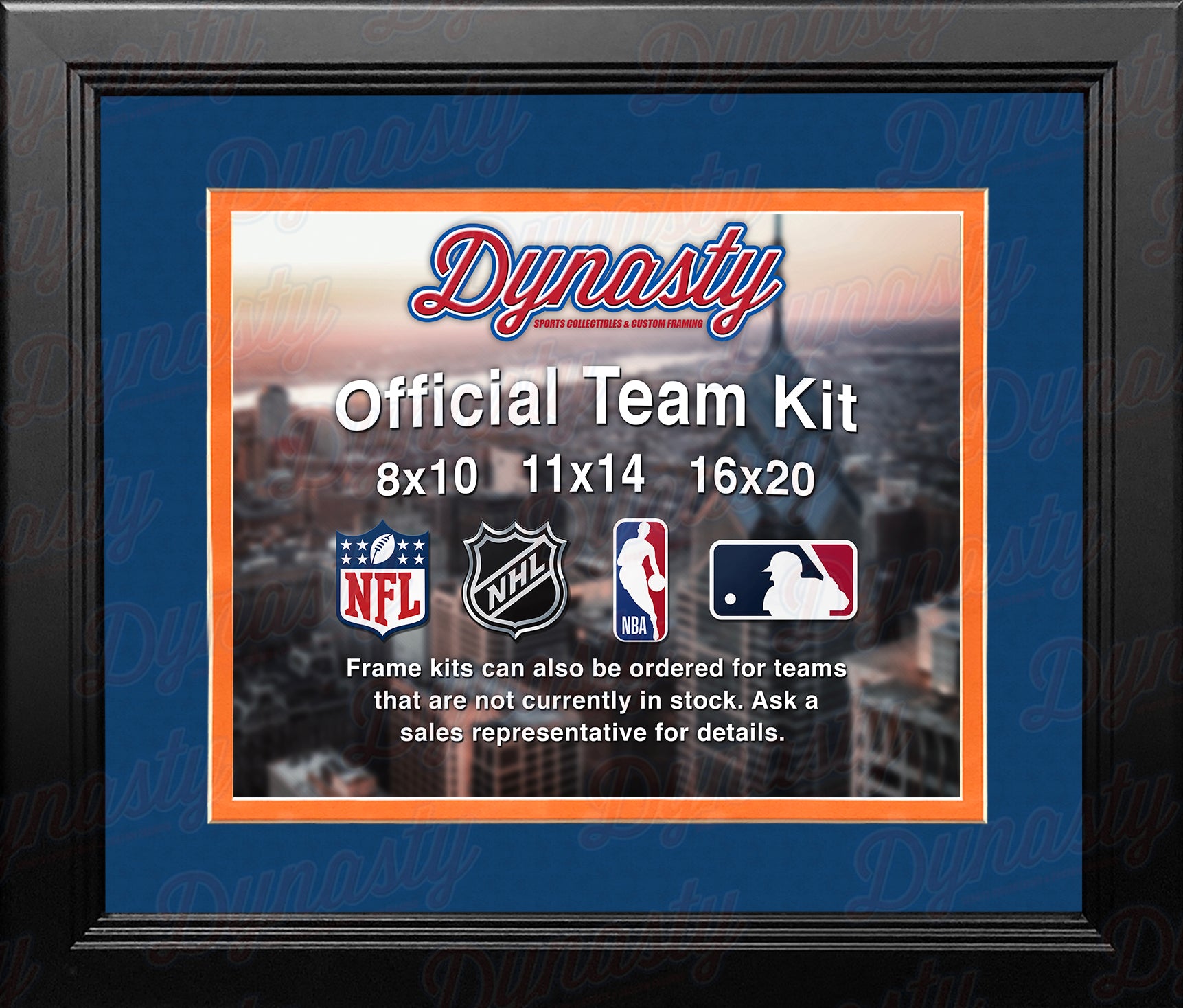 NHL Hockey Photo Picture Frame Kit - Edmonton Oilers (Blue Matting, Orange Trim) - Dynasty Sports & Framing