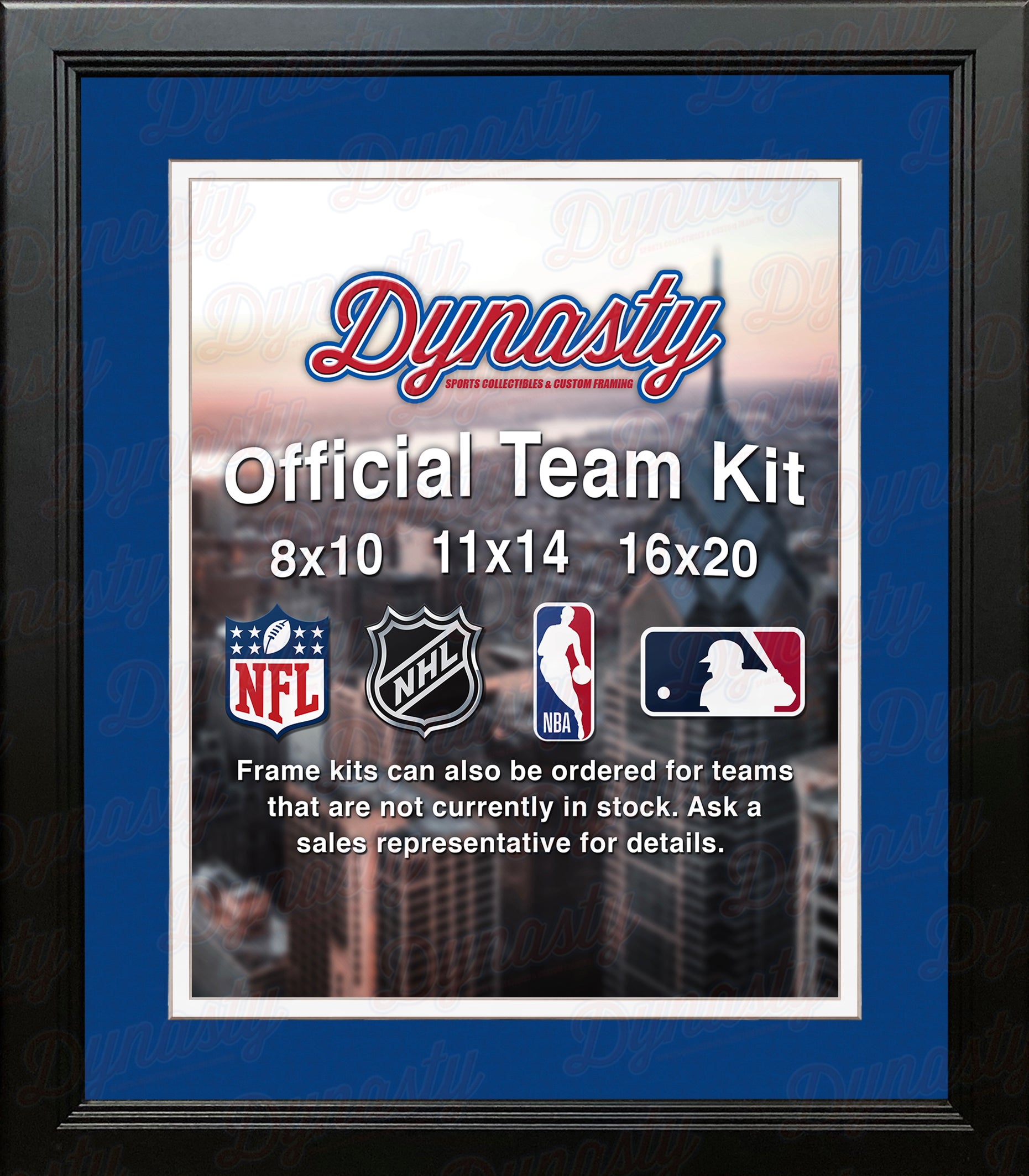 NBA Basketball Photo Picture Frame Kit - Charlotte Hornets (Blue Matting, White Trim) - Dynasty Sports & Framing