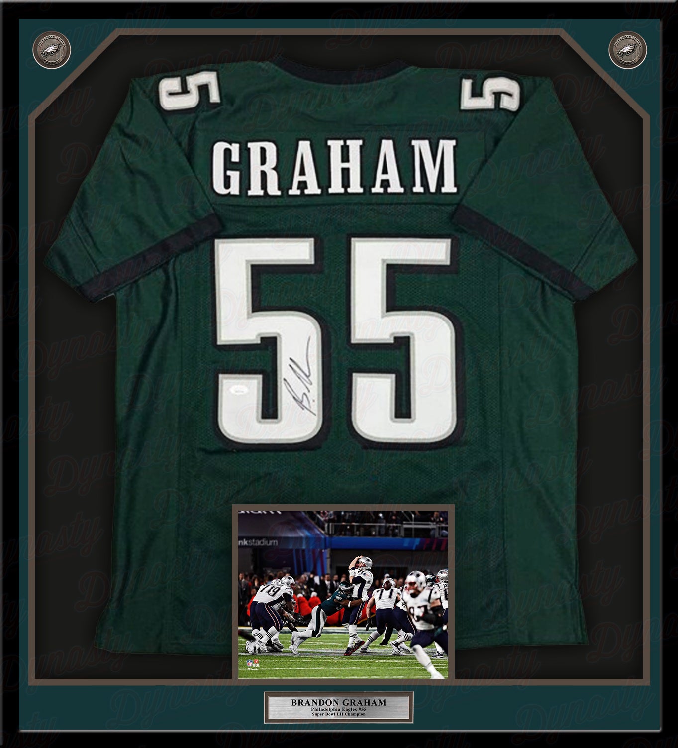 Brandon Graham Philadelphia Eagles Autographed Framed Green Football Jersey  - Dynasty Sports & Framing