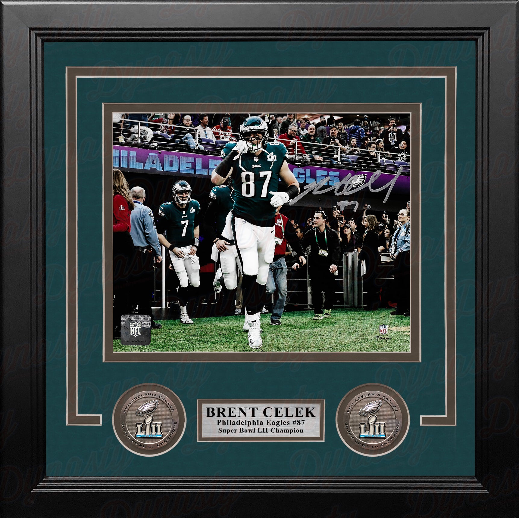 Brent Celek Super Bowl Entrance Philadelphia Eagles Autographed Framed  Football Photo
