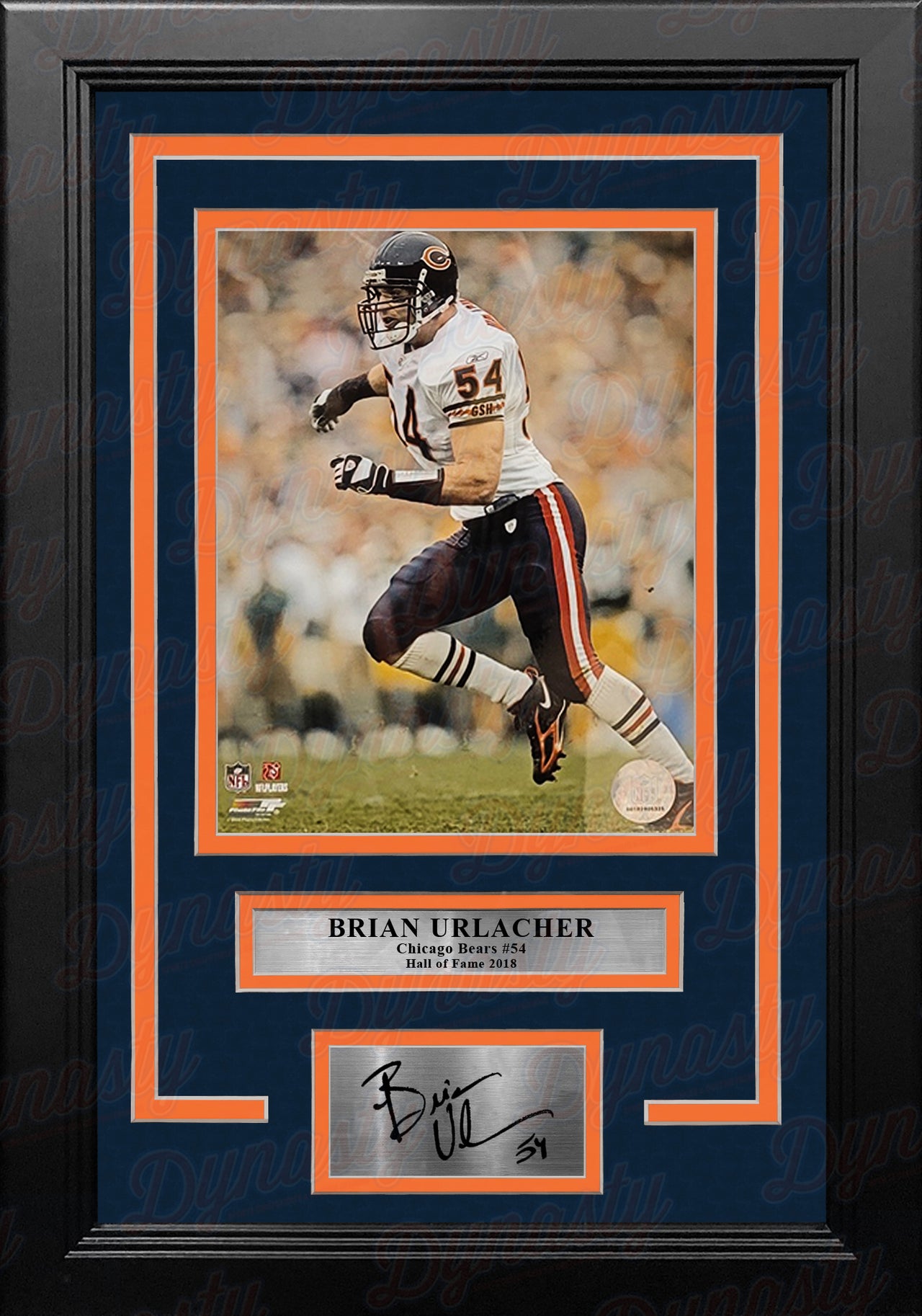 Brian Urlacher in Action Chicago Bears 8" x 10" Framed Football Photo with Engraved Autograph - Dynasty Sports & Framing 