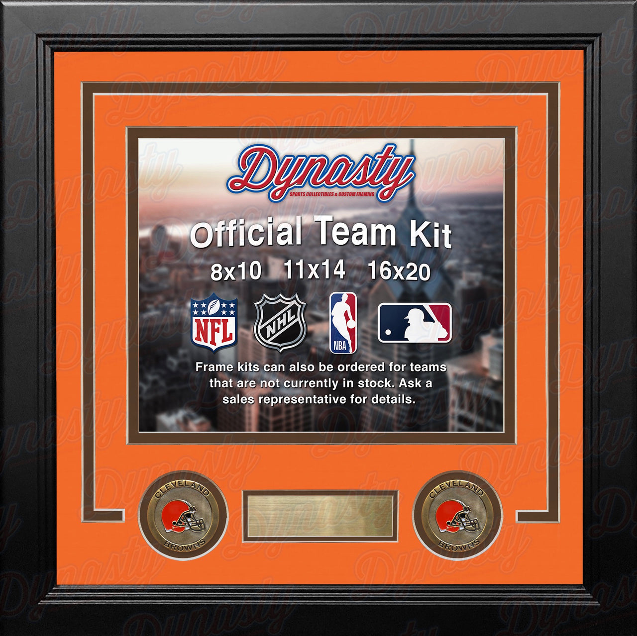 Cleveland Browns Custom NFL Football 16x20 Picture Frame Kit (Multiple Colors) - Dynasty Sports & Framing 