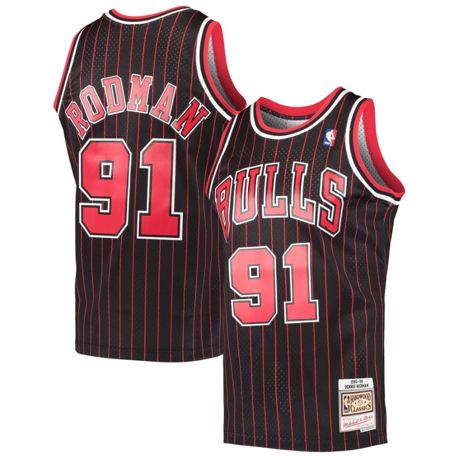 Dennis Rodman Chicago Bulls Mitchell & Ness Black Hardwood Classics 1995-96  Swingman Jersey