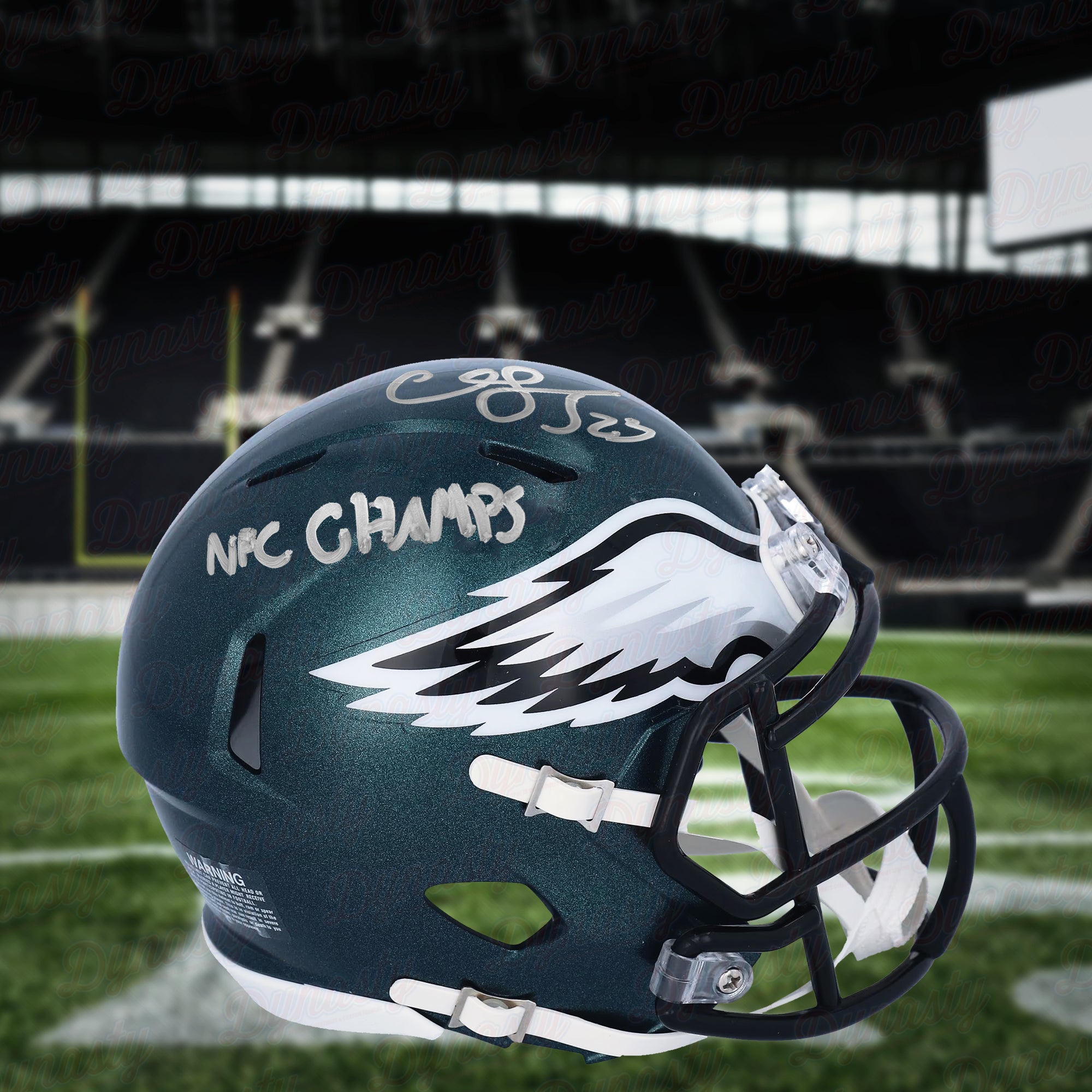 canton eagles football helmet CJ Gardner-Johnson Philadelphia Autographed Speed Mini-Helmet with NFC CHAMPS Inscription Flambeau Ultimate Waterproof Tuff Clothing Accessories Colour:Olive