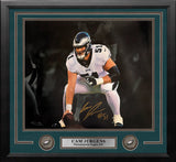 Cam Jurgens in Stance Philadelphia Eagles Autographed 11" x 14" Framed Blackout Football Photo - Dynasty Sports & Framing