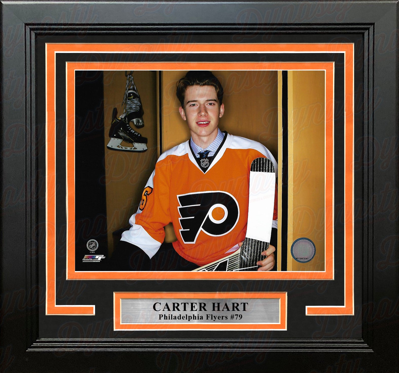 Carter Hart Philadelphia Flyers Locker Room 11 x 14 Framed Hockey Photo