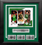 Bill Russell, John Havlicek, & Larry Bird Boston Celtics 8x10 Framed Photo with Engraved Autographs - Dynasty Sports & Framing