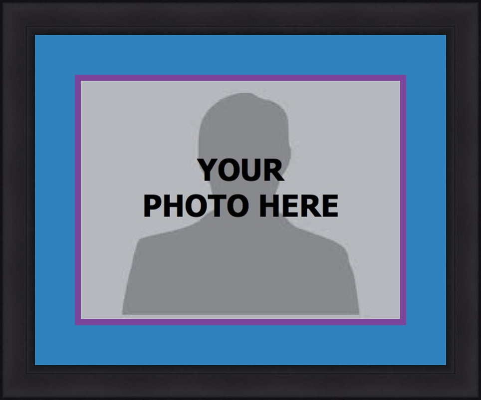 NBA Basketball Photo Picture Frame Kit - Charlotte Hornets (Blue Matting, Purple Trim) - Dynasty Sports & Framing