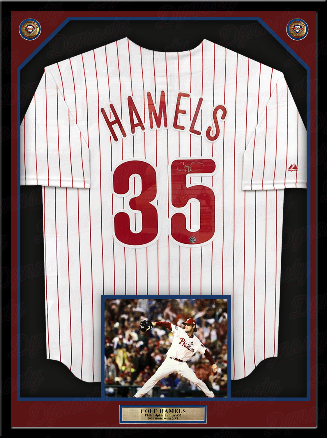 Cole Hamels Philadelphia Phillies Autographed Framed Baseball Jersey
