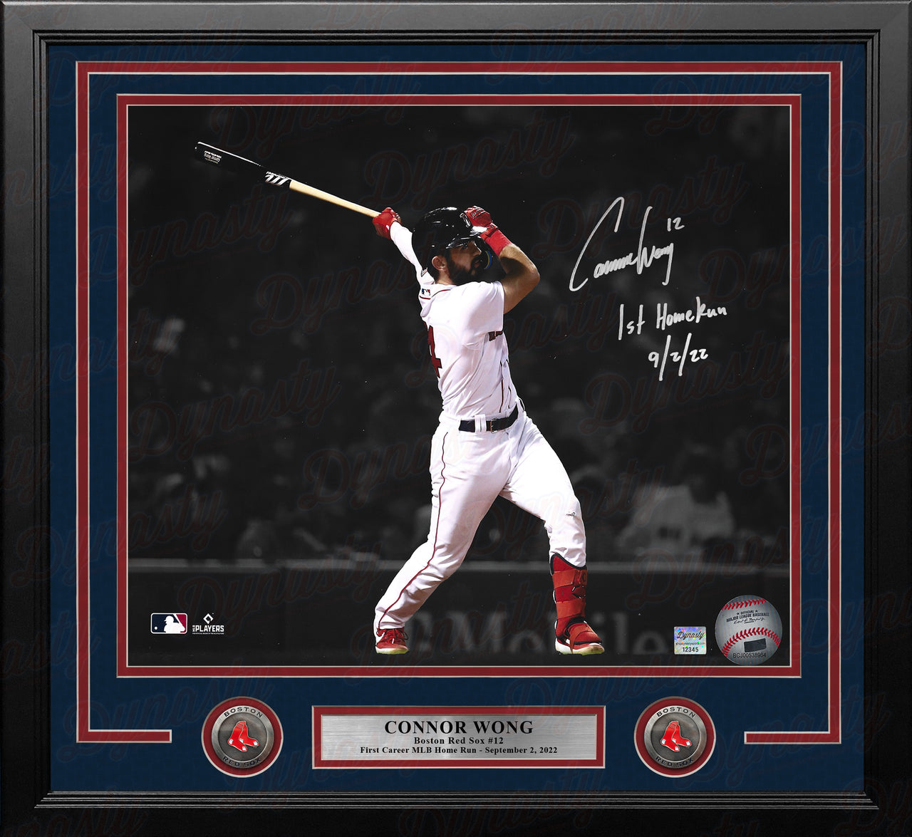 Connor Wong Boston Red Sox Autographed 16x20 Framed Spotlight Photo Inscribed 1st Home Run with Date