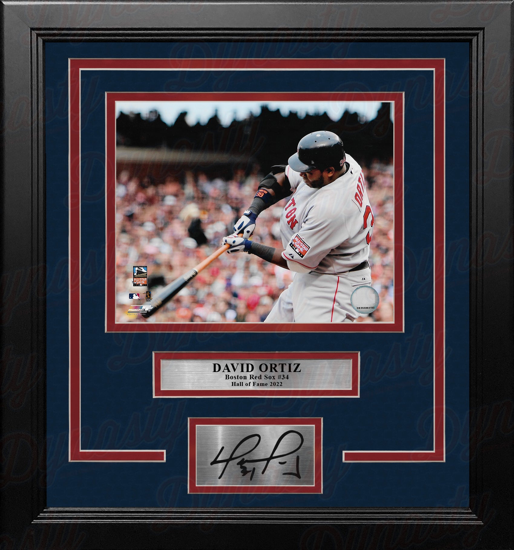 David Ortiz Close-Up Swing Boston Red Sox 8 x 10 Framed Baseball Photo  with Engraved Autograph