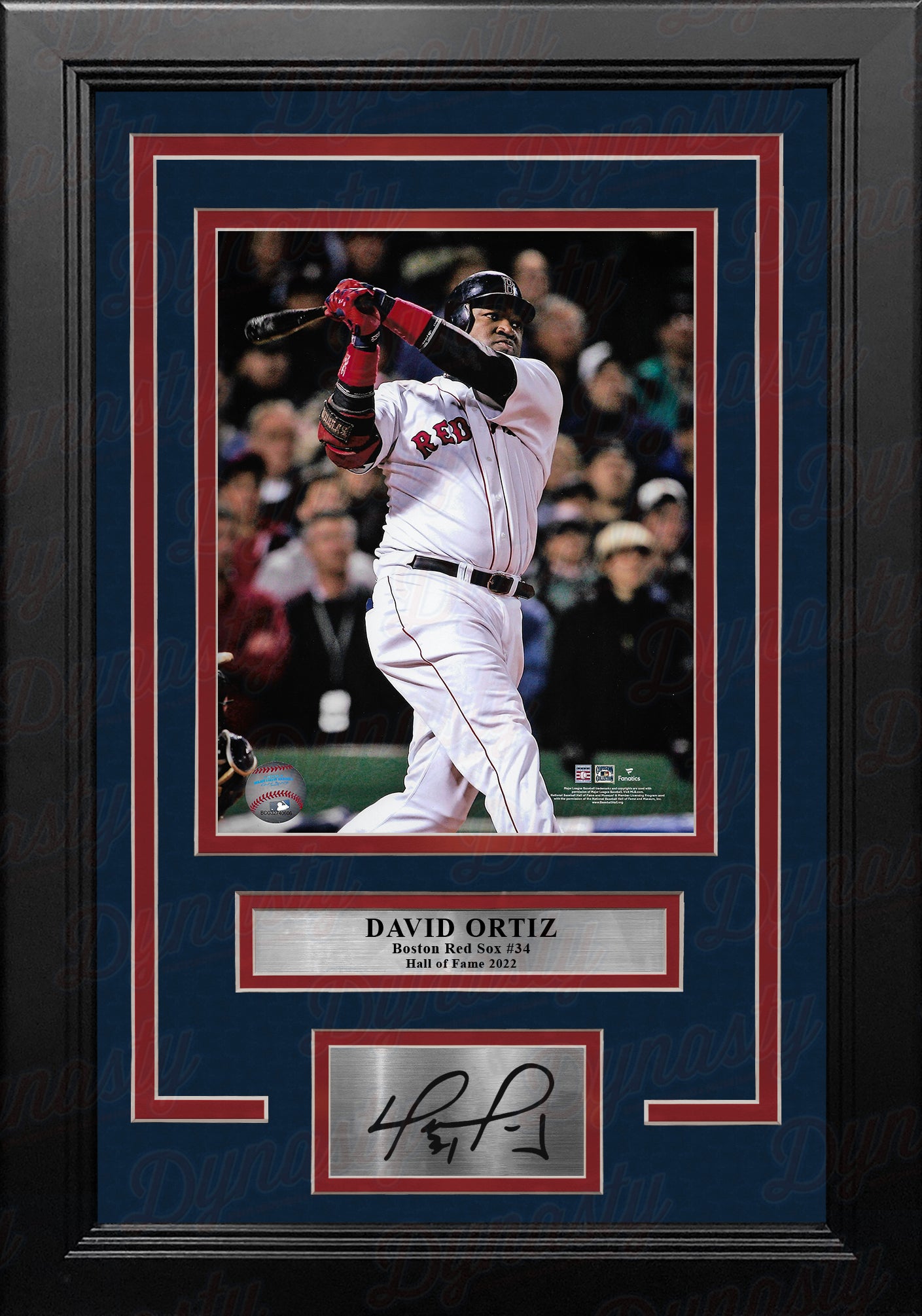 David Ortiz in Action Boston Red Sox 8 x 10 Framed Baseball Photo with  Engraved Autograph