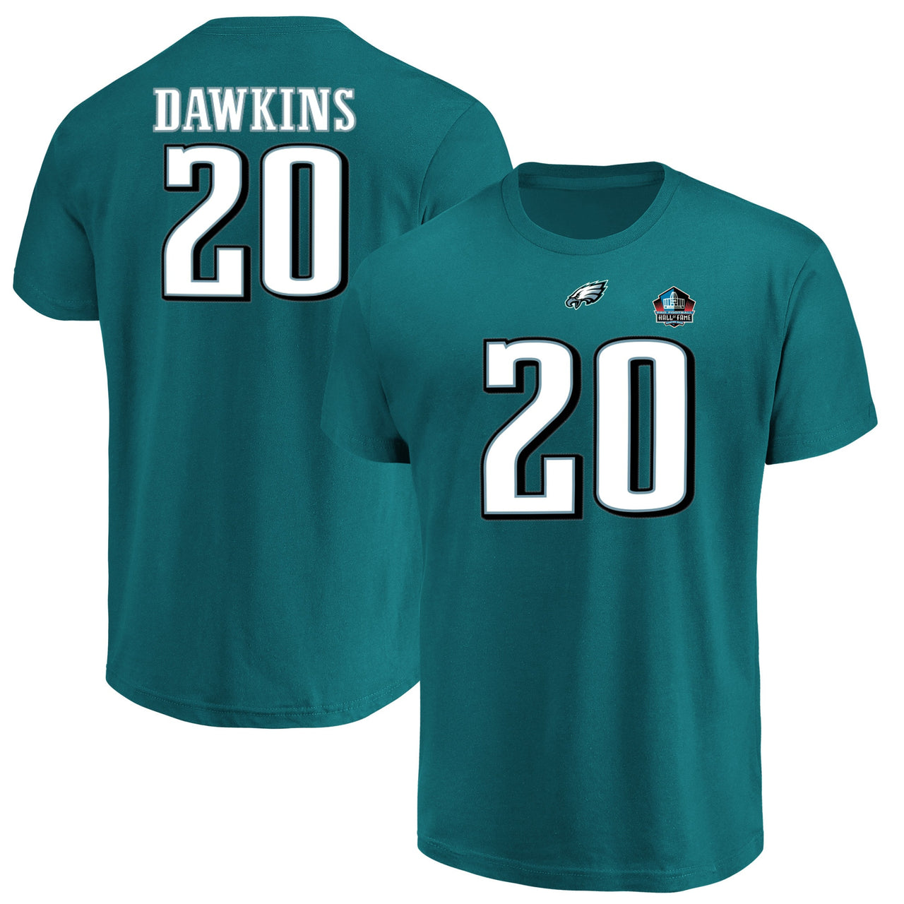 Brian Dawkins Philadelphia Eagles Majestic Hall of Fame Inductee Player Name & Number T-Shirt - Dynasty Sports & Framing