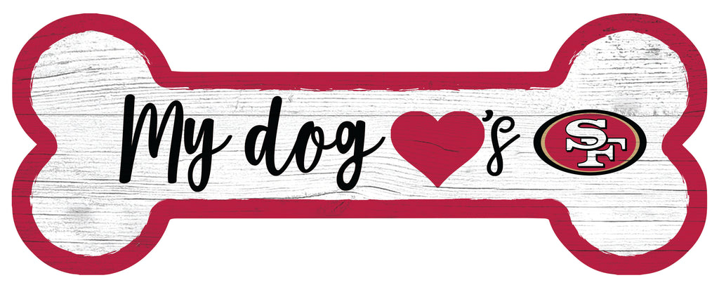San Francisco Football Dog Bone White Wooden Sign Dynasty