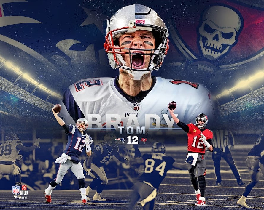 Tom Brady New England Patriots & Tampa Bay Buccaneers 8' x 10