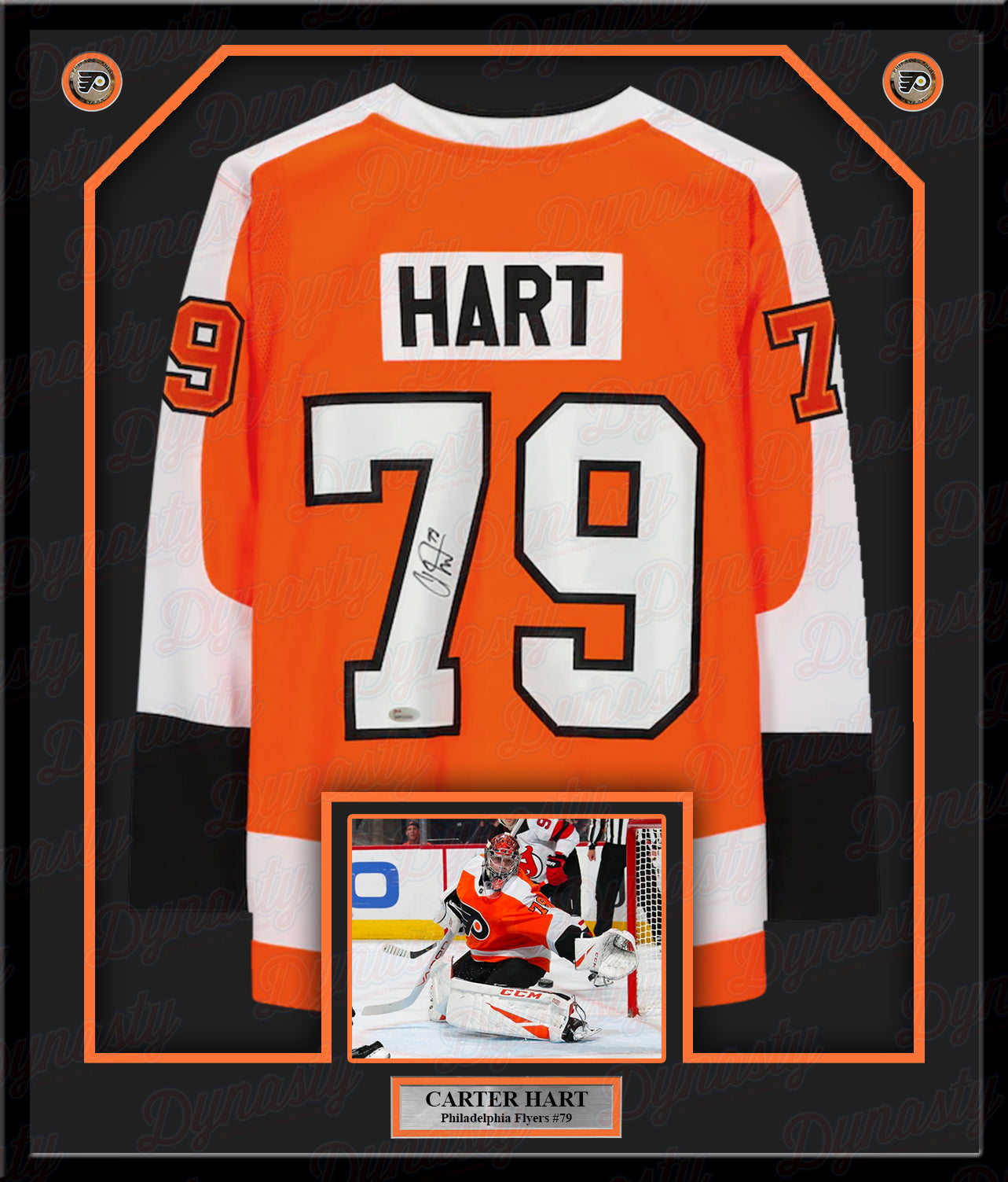 Carter Hart Autographed Philadelphia Flyers Framed Hockey Jersey