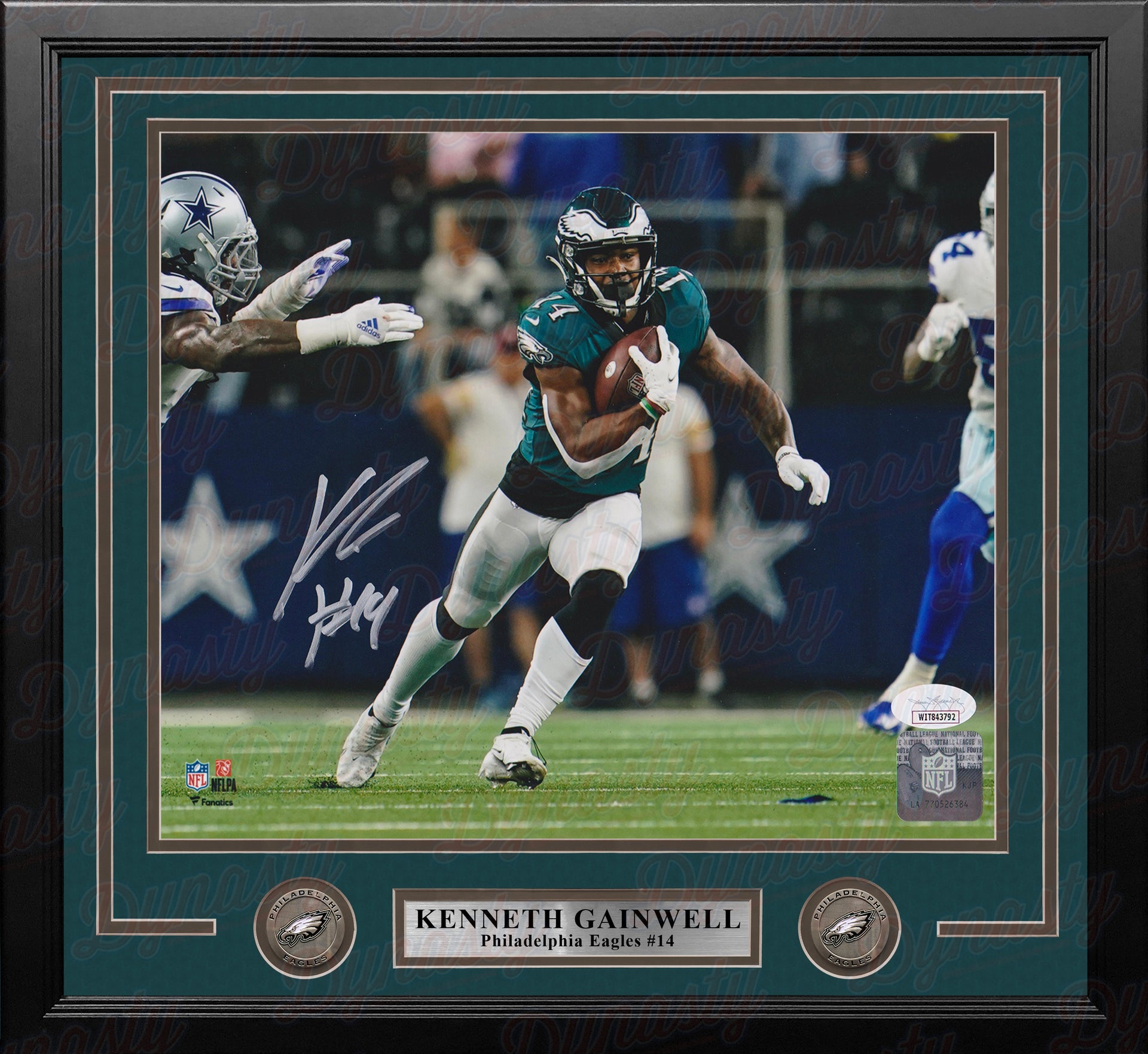 Kenneth Gainwell v. Cowboys Philadelphia Eagles Autographed Framed Football Photo - Dynasty Sports & Framing