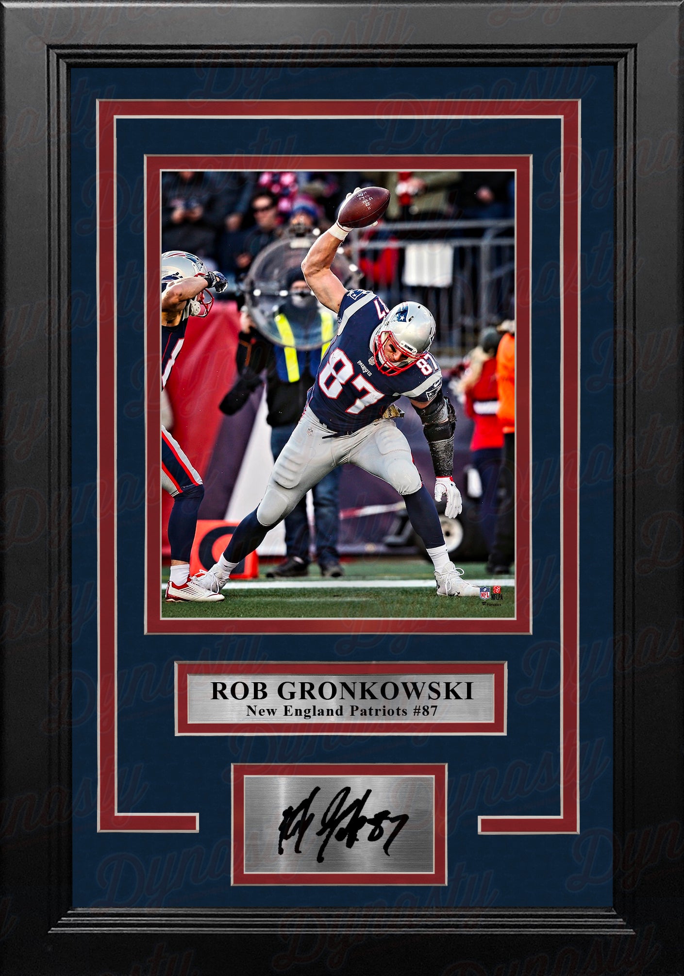 Rob Gronkowski Touchdown Spike New England Patriots 8" x 10" Framed Photo with Engraved Autograph - Dynasty Sports & Framing 