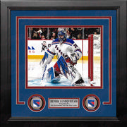 Henrik Lundqvist in Action New York Rangers Autographed 8" x 10" Framed Hockey Photo - Dynasty Sports & Framing 