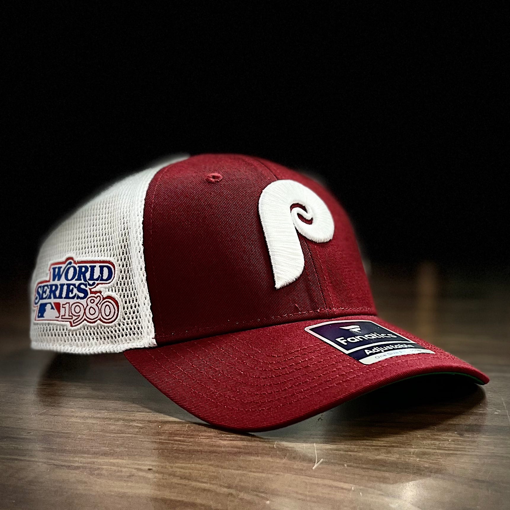 Philadelphia Phillies 1980 World Series Patch Team Trucker Snapback Hat Burgundy