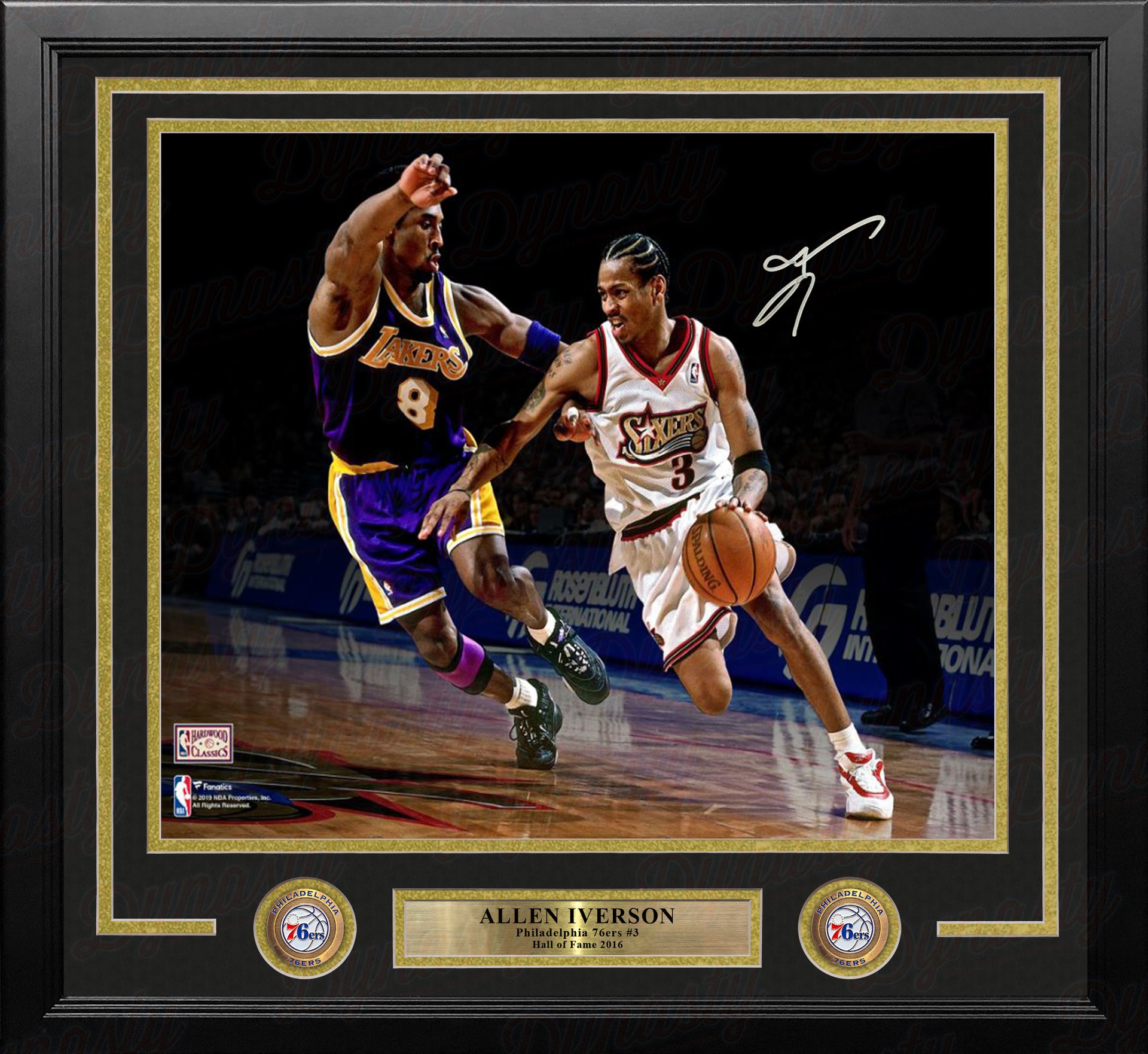 Allen Iverson v. Kobe Bryant Philadelphia 76ers Autographed Framed Basketball Photo - Dynasty Sports & Framing