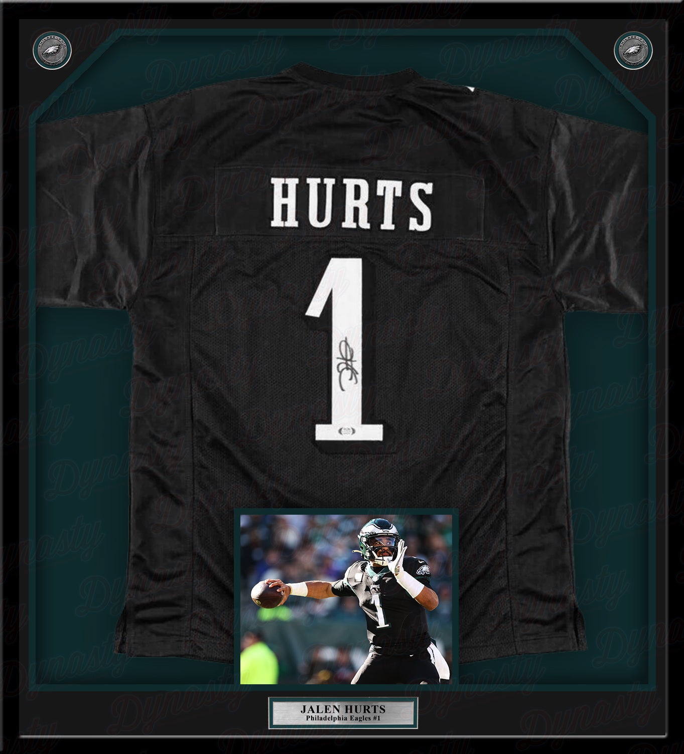 Jalen Hurts Philadelphia Eagles Autographed Framed Black Jersey - JSA  Authenticated