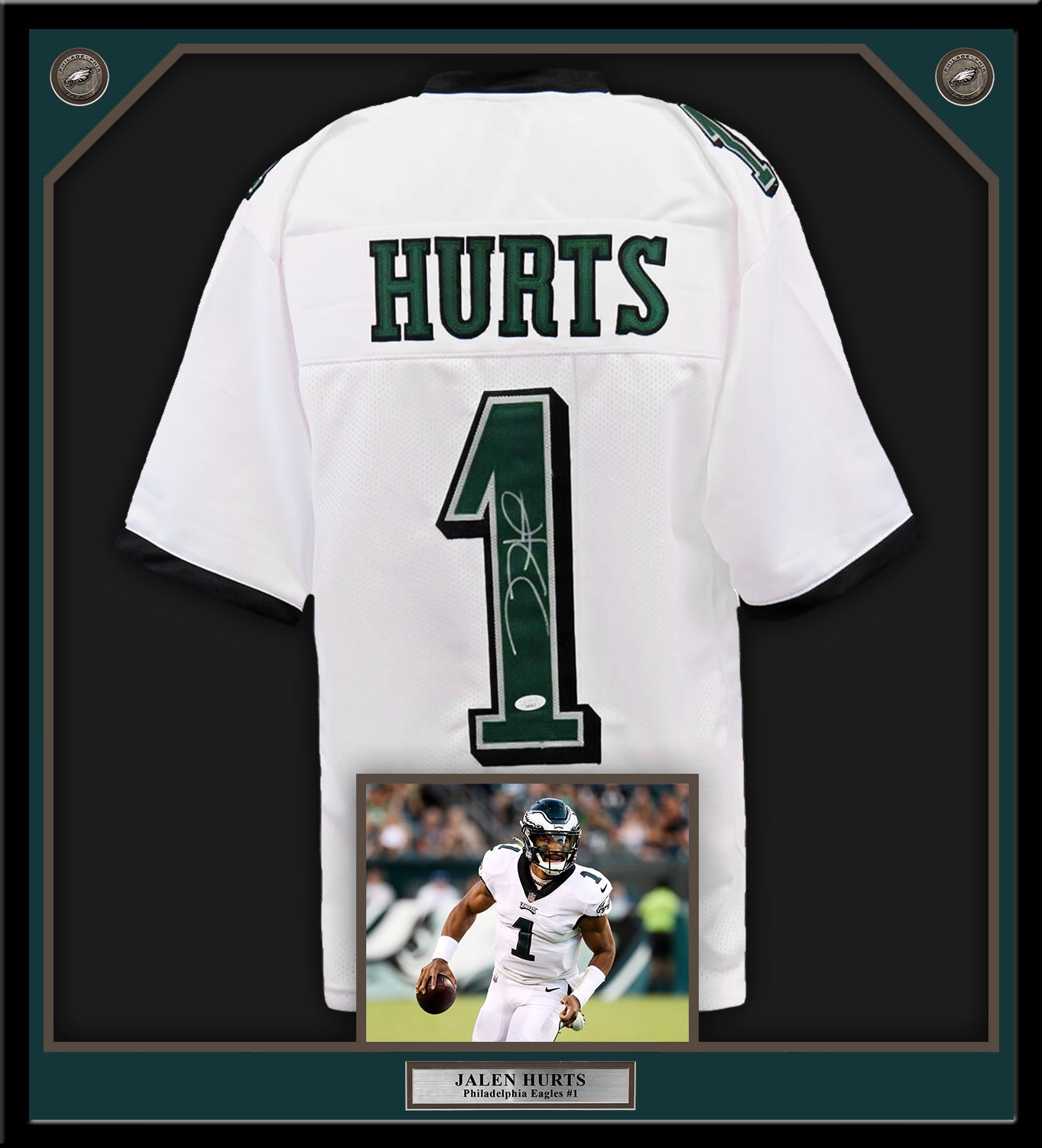 Jalen Hurts Signed Framed Philadelphia Eagles Green Nike Game