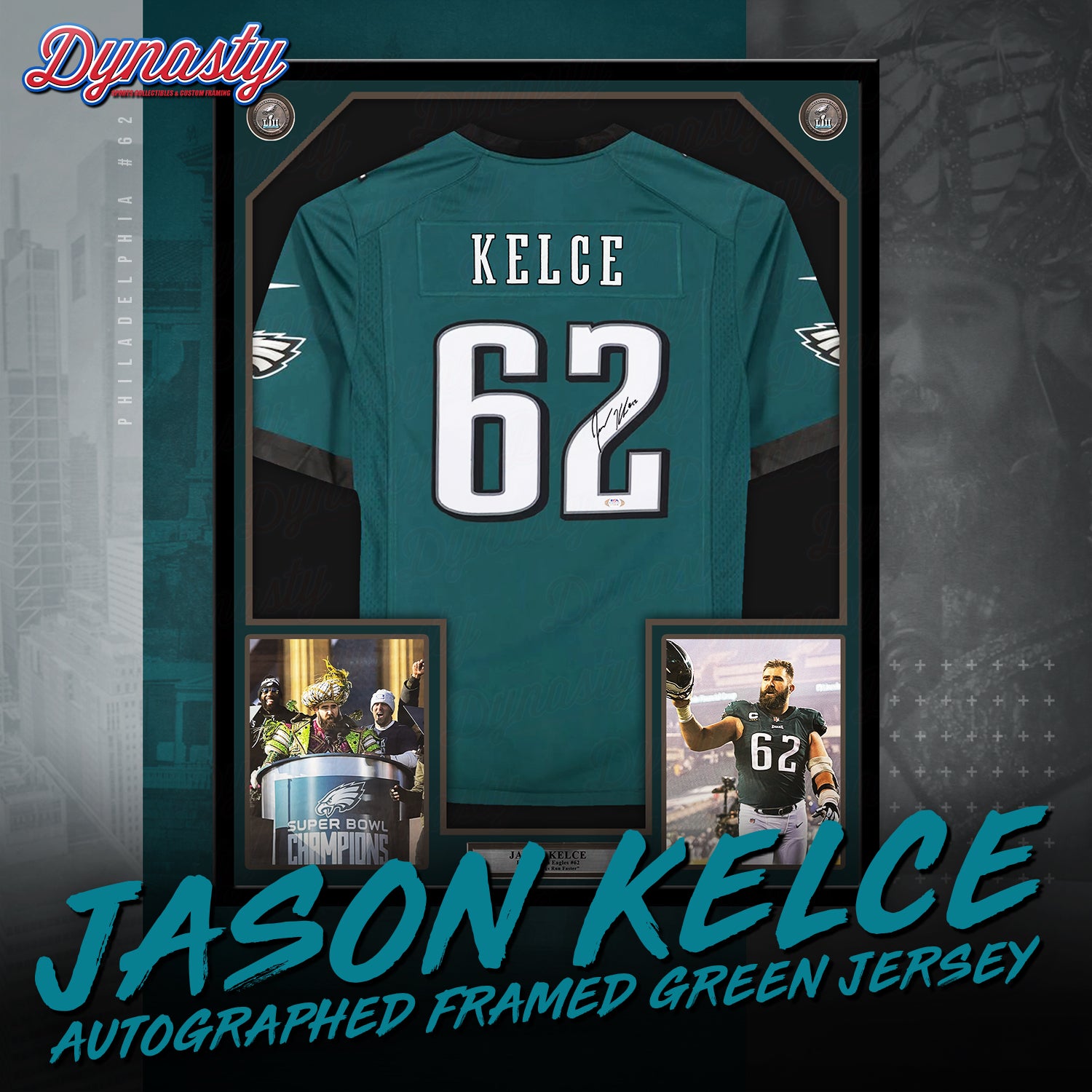 Jason Kelce Autographed Philadelphia Eagles Framed Nike Jersey | Pre-Sale Opportunity - Dynasty Sports & Framing 