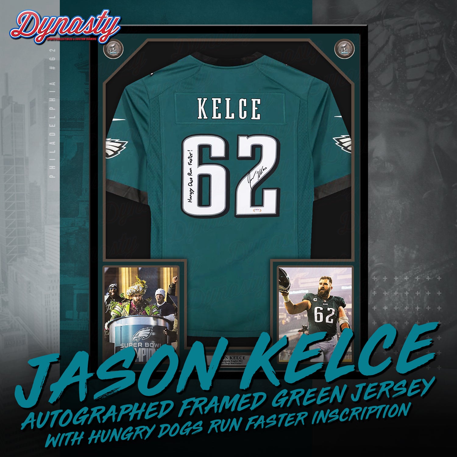 Jason Kelce Autographed Philadelphia Eagles Framed Nike Jersey | Pre-Sale Opportunity - Dynasty Sports & Framing 