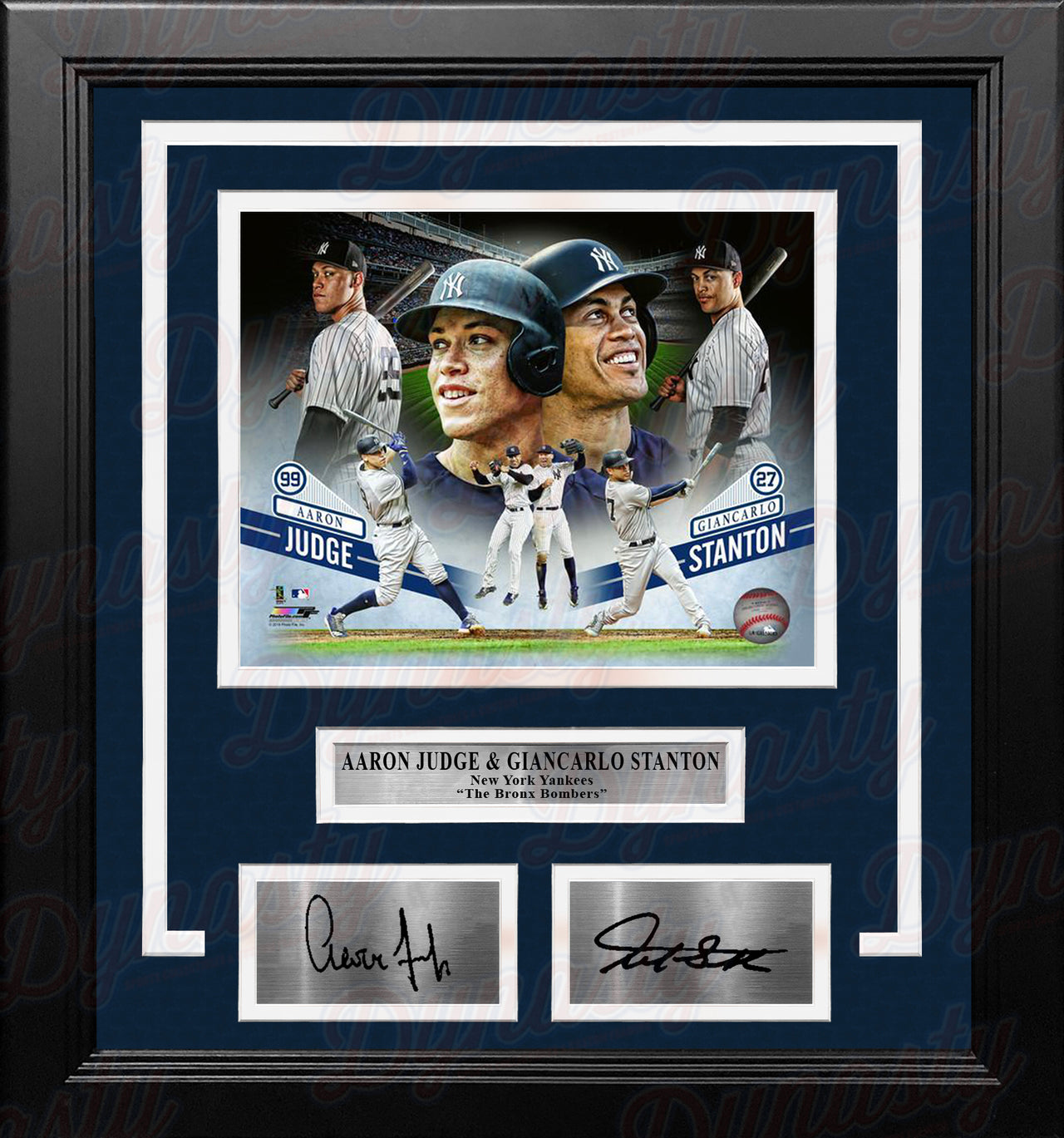 Aaron Judge & Giancarlo Stanton New York Yankees Collage 8x10 Framed Photo with Engraved Autographs - Dynasty Sports & Framing 