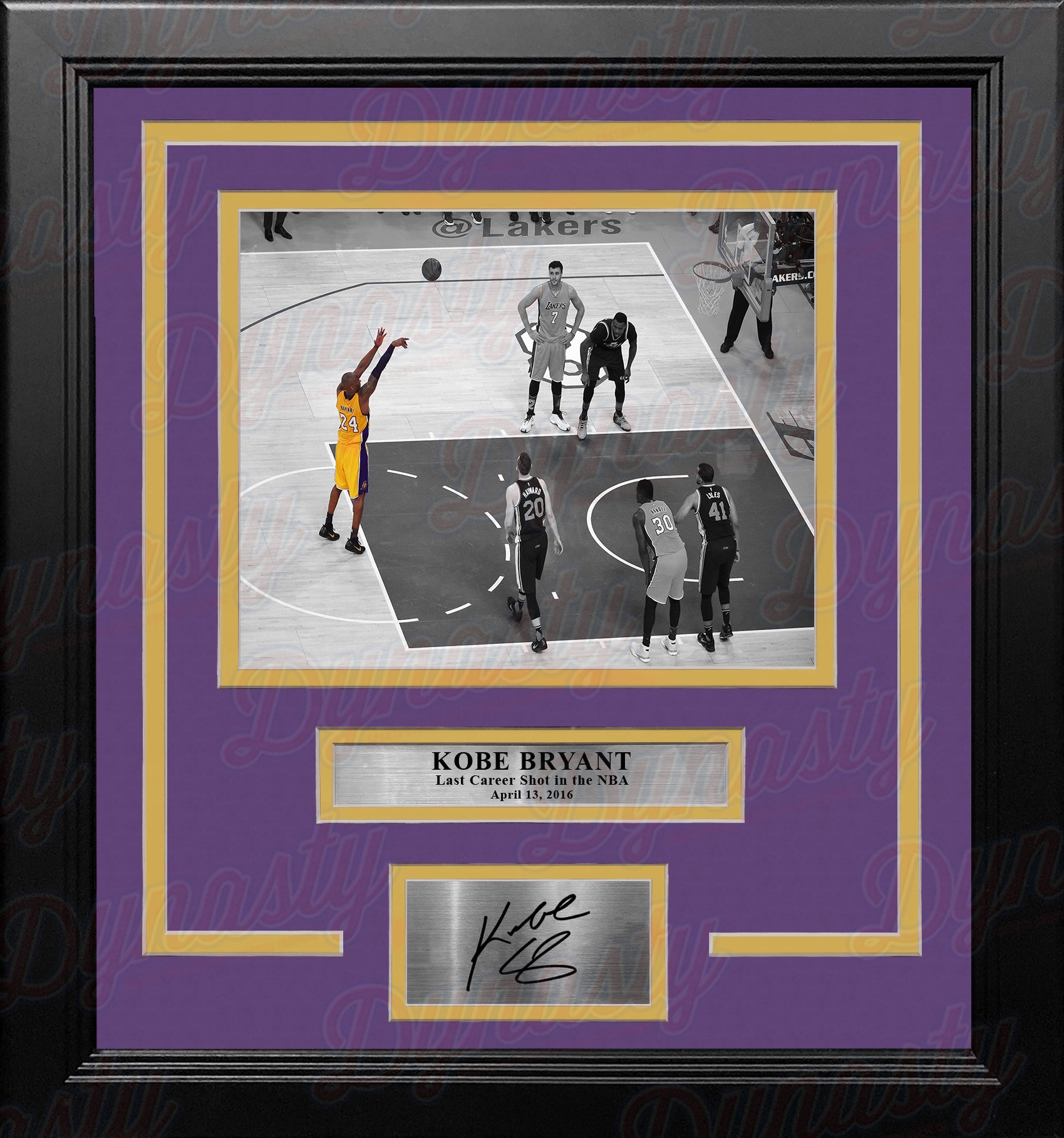 Kobe Bryant's Last Career Shot Los Angeles Lakers Framed Basketball Photo with Engraved Autograph - Dynasty Sports & Framing