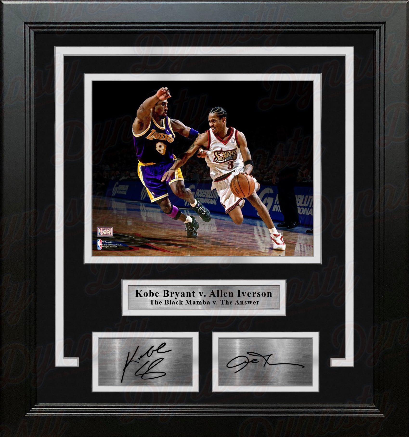 Kobe Bryant v. Allen Iverson 8" x 10" Framed Basketball Photo with Engraved Autographs - Dynasty Sports & Framing