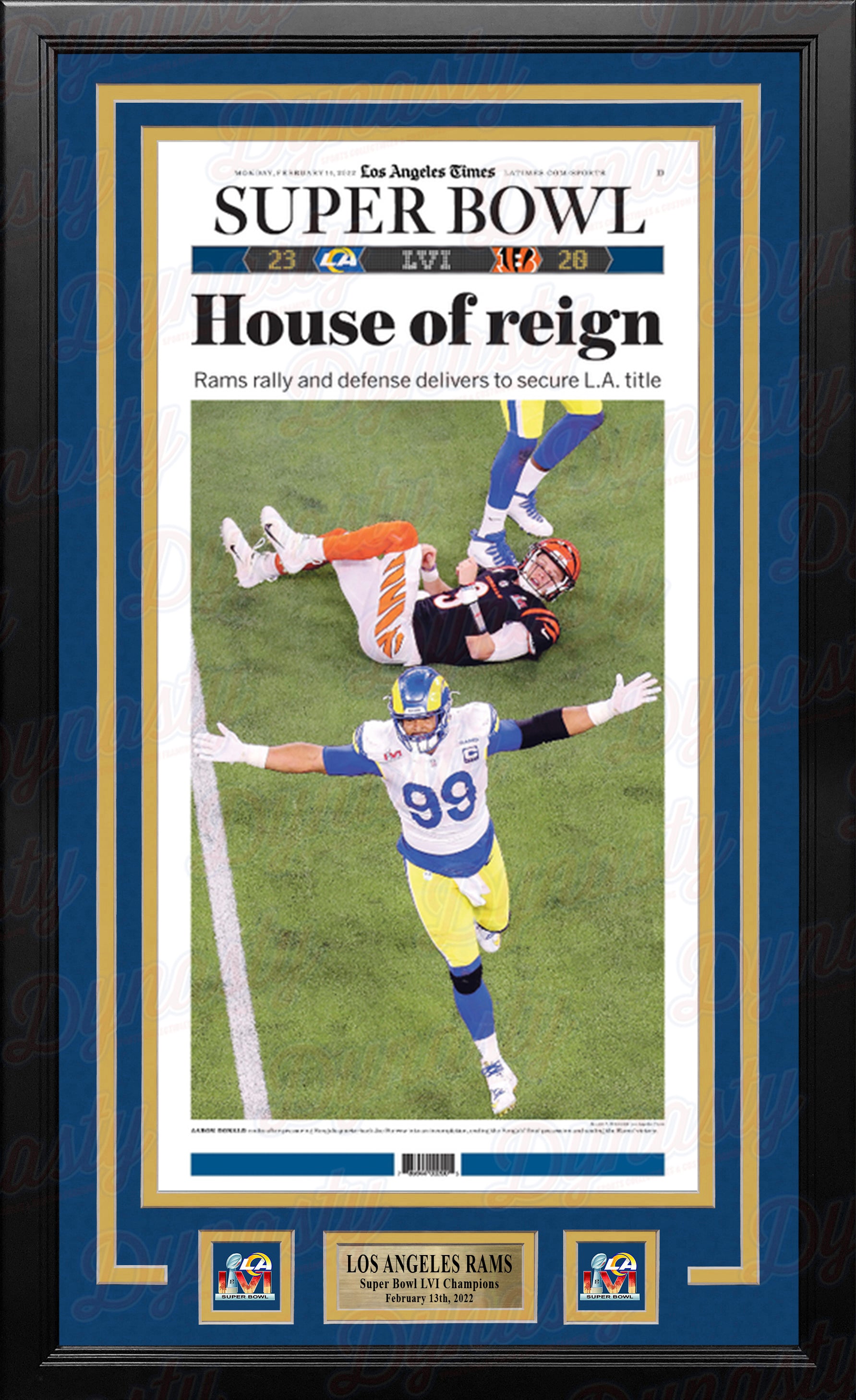 Los Angeles Times Rams Super Bowl LVI Champions Framed House of Reign  Newspaper