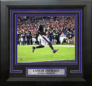 Lamar Jackson High-Stepping Touchdown Baltimore Ravens 8" x 10" Framed Football Photo - Dynasty Sports & Framing