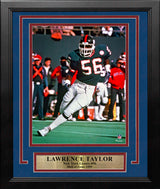 Lawrence Taylor in Action New York Giants 8" x 10" Framed Football Photo - Dynasty Sports & Framing